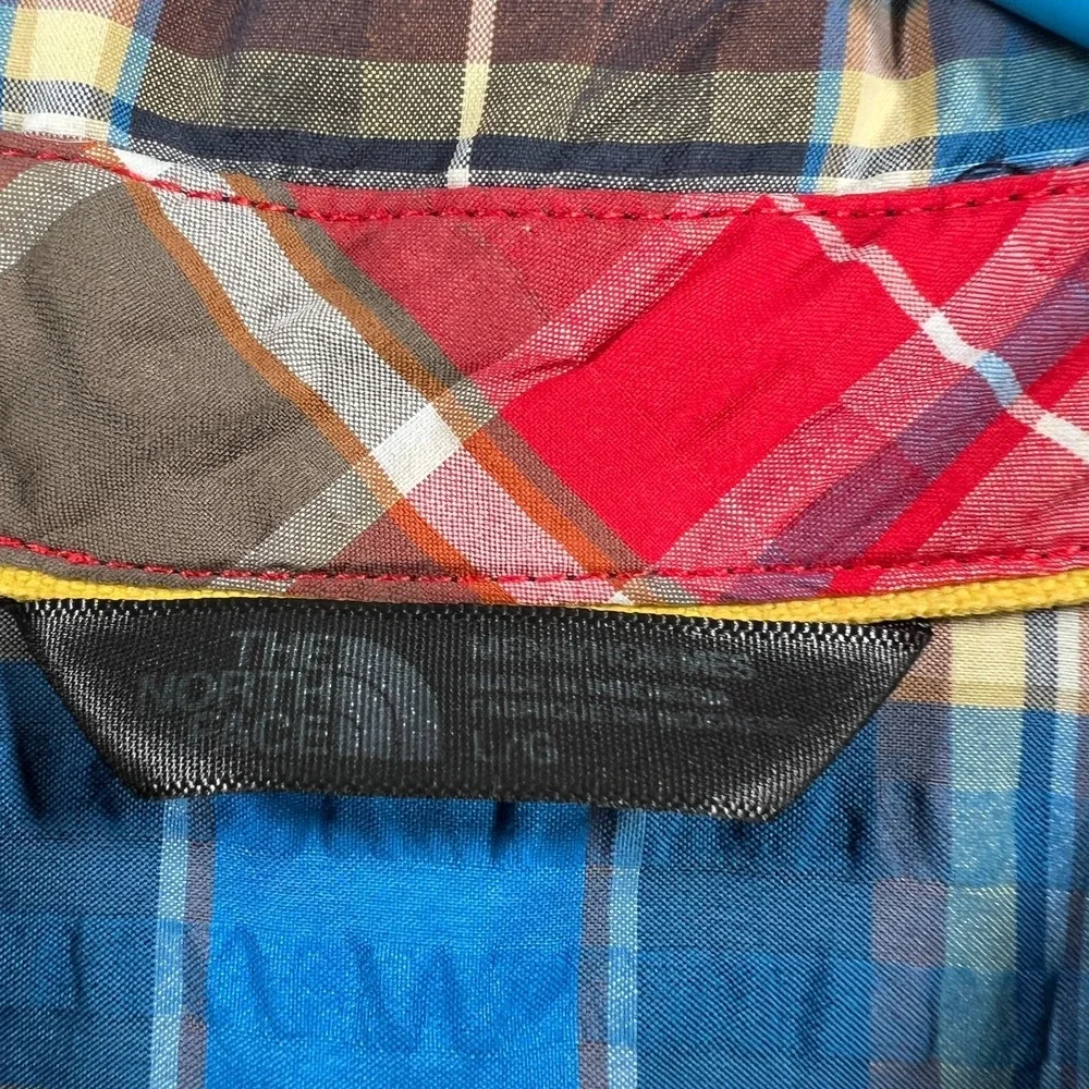 The North Face Shirt Mens Large Blue Plaid Short Sleeve Button Up Hiking Camping